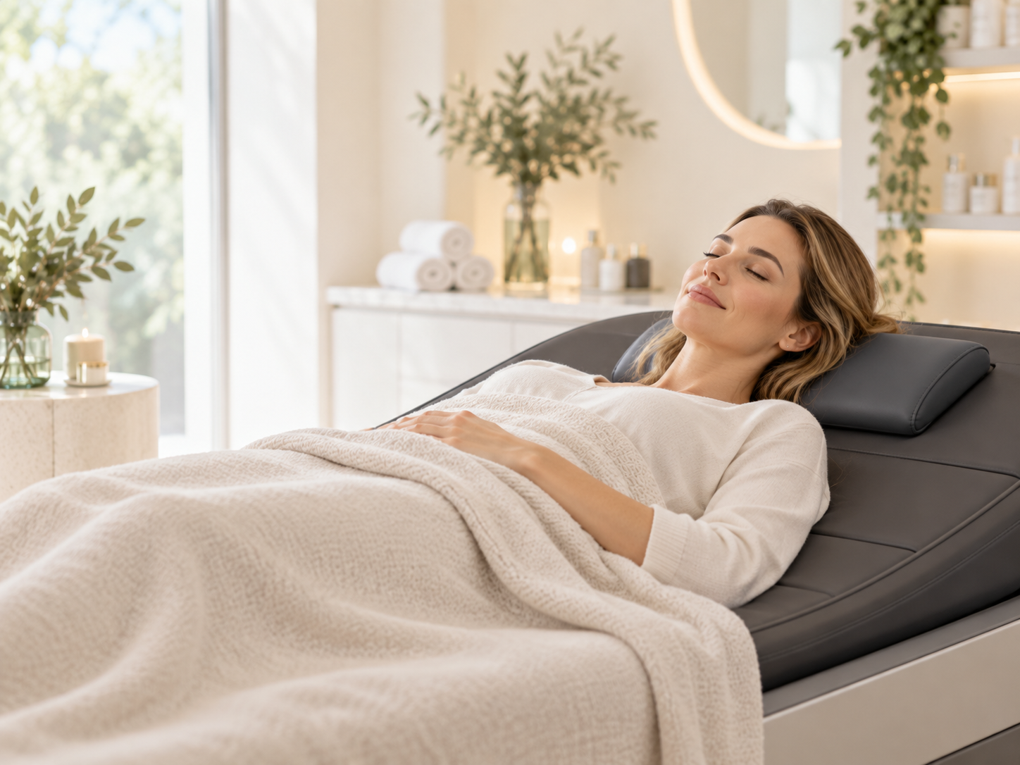 Vendég pihen a TOKIO Vibbro matracon relaxáció közben